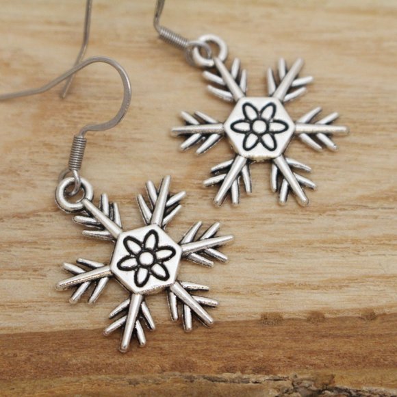 Snowflake Charm Earrings - Picture 1 of 7